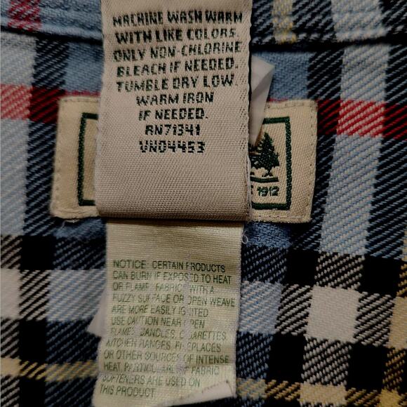 L.L.Bean Men's Flannel Blue/Multi Plaid Button-up/down Long-Sleeve Shirt Sz XXL - Picture 8 of 9
